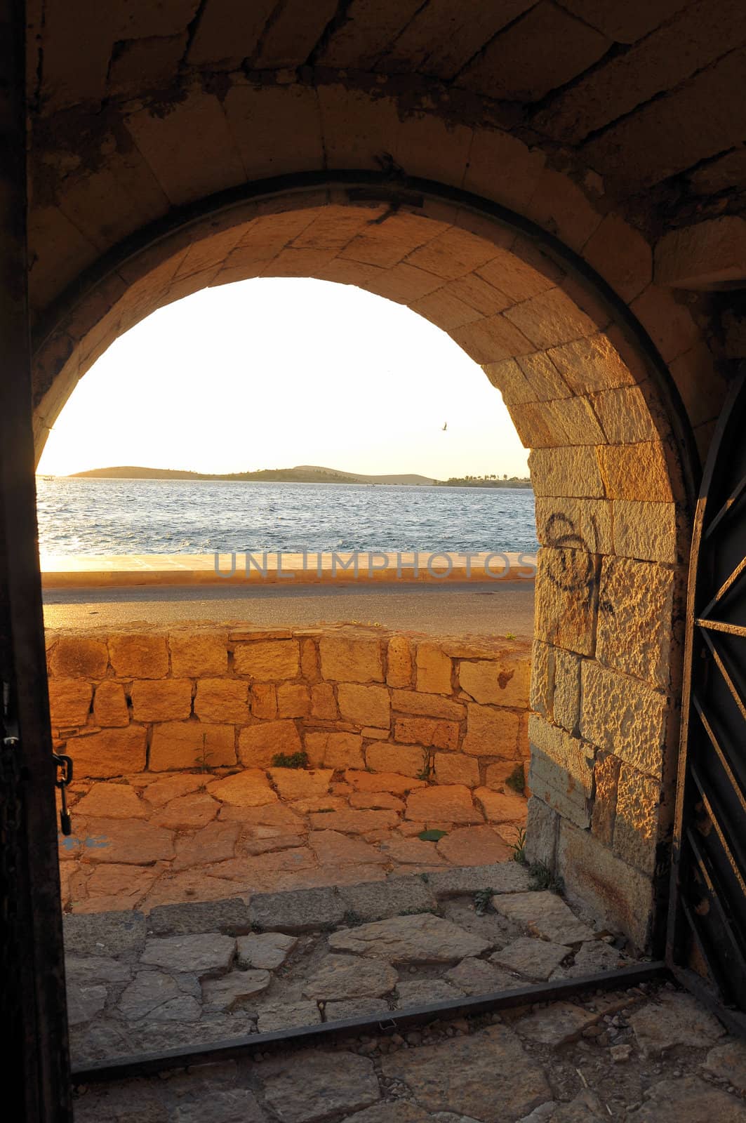 the city walls of foca and five doors castle - turkey