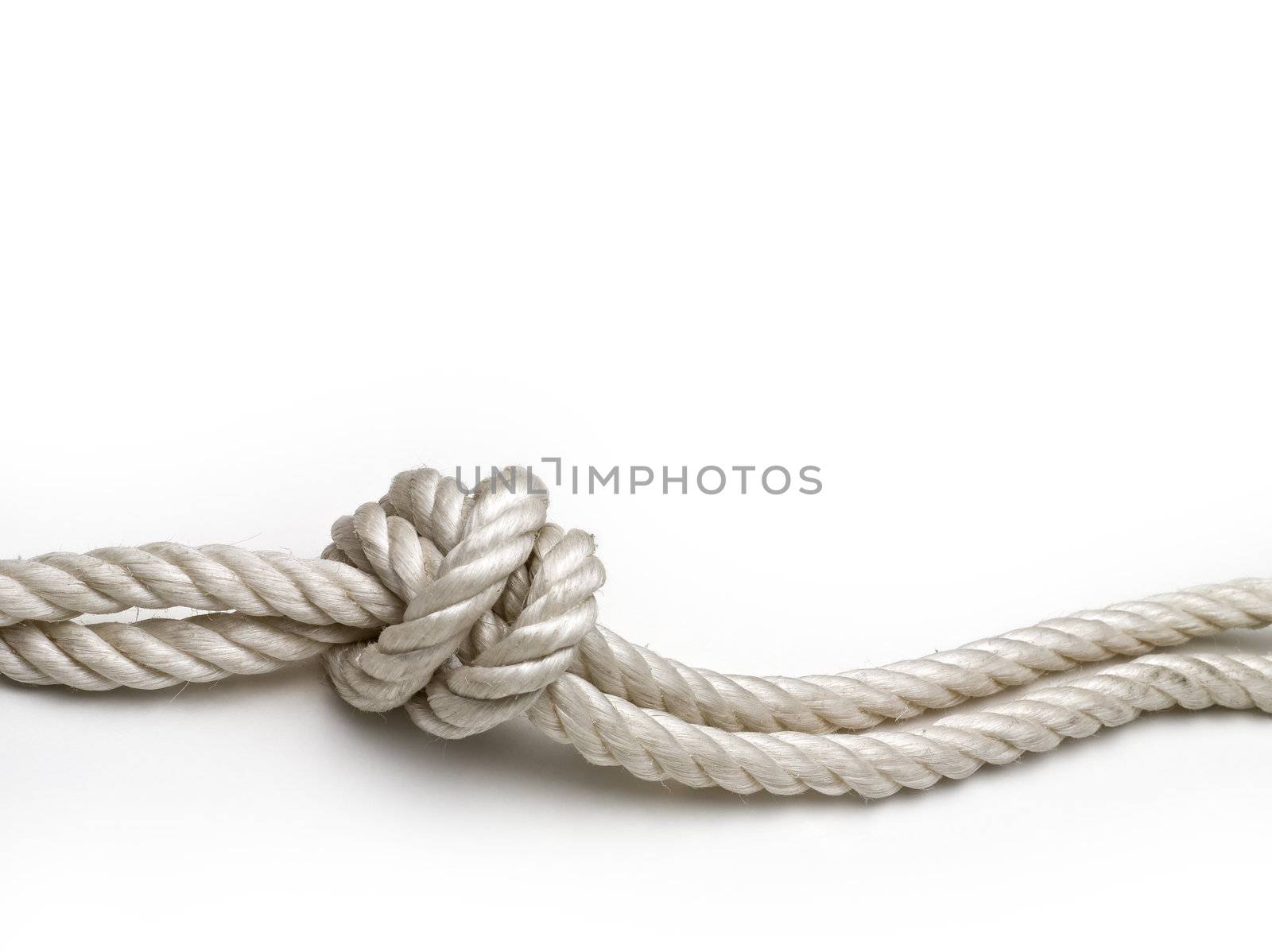 Rope with a knot on white background