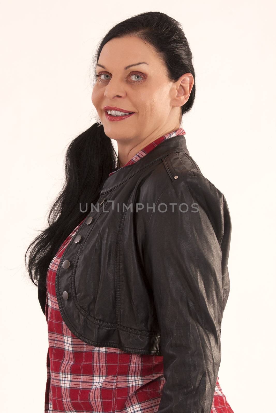 Portrait of a woman with jacket by STphotography