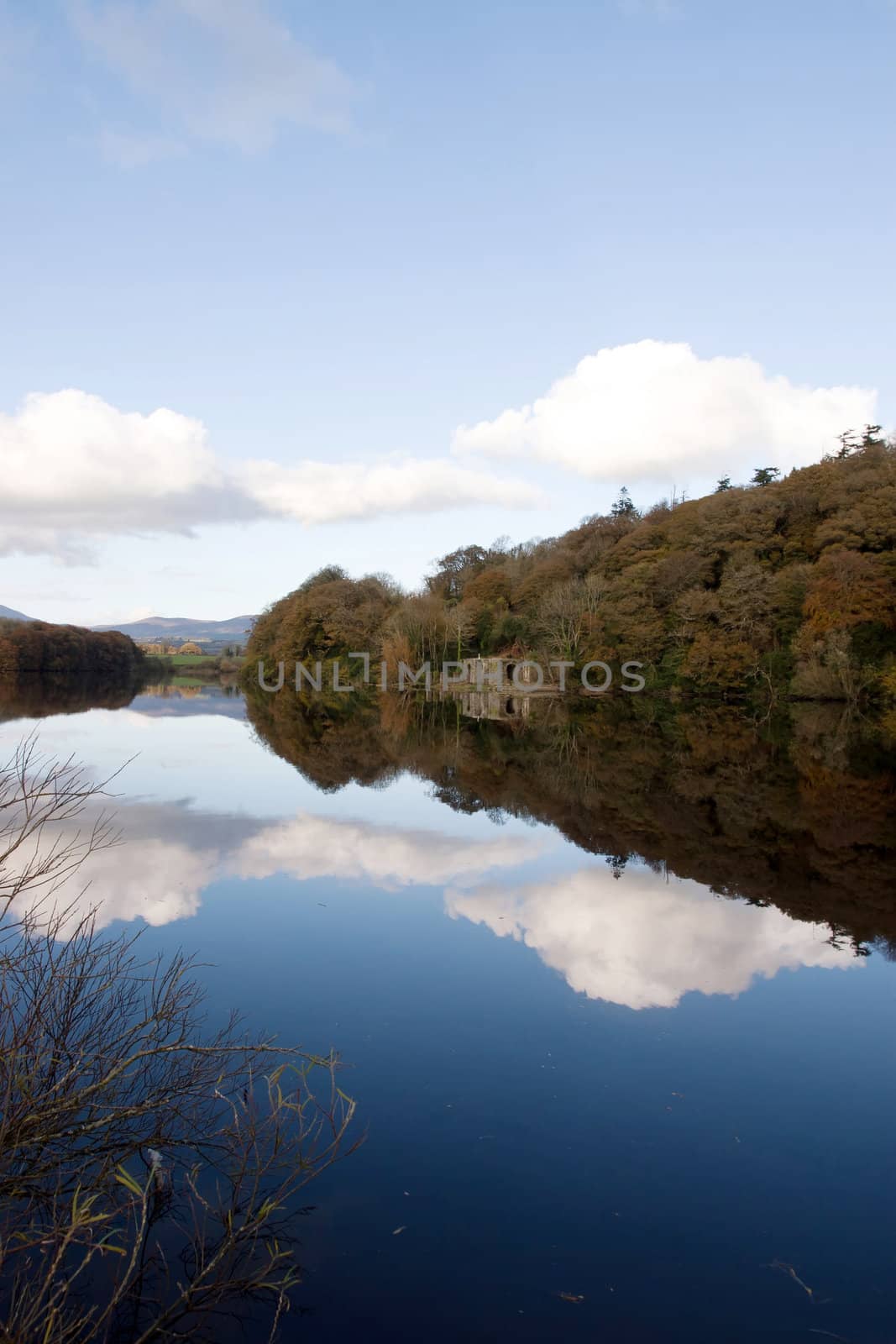 boat house beside the calm river blackwater in county Waterford Ireland