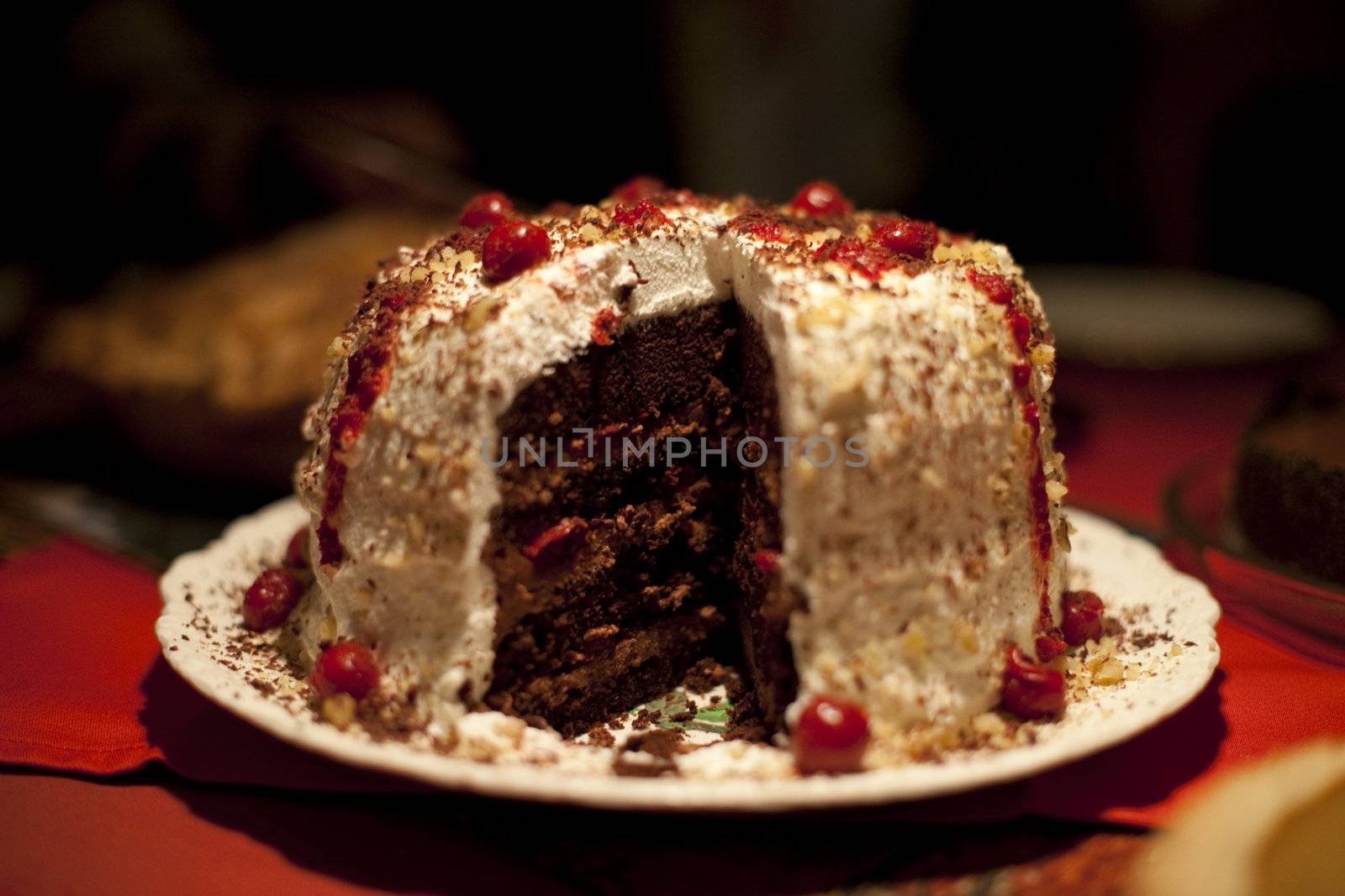 Black Forest Cake Served and Ready to Eat