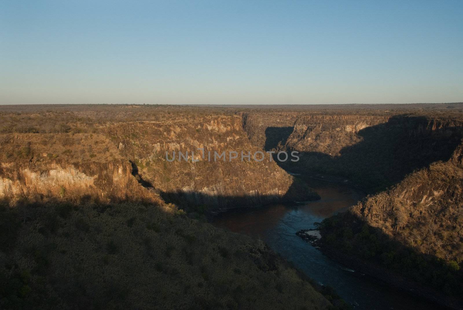 Zambezi river gorge from the air, Zambia/Zimbabwe