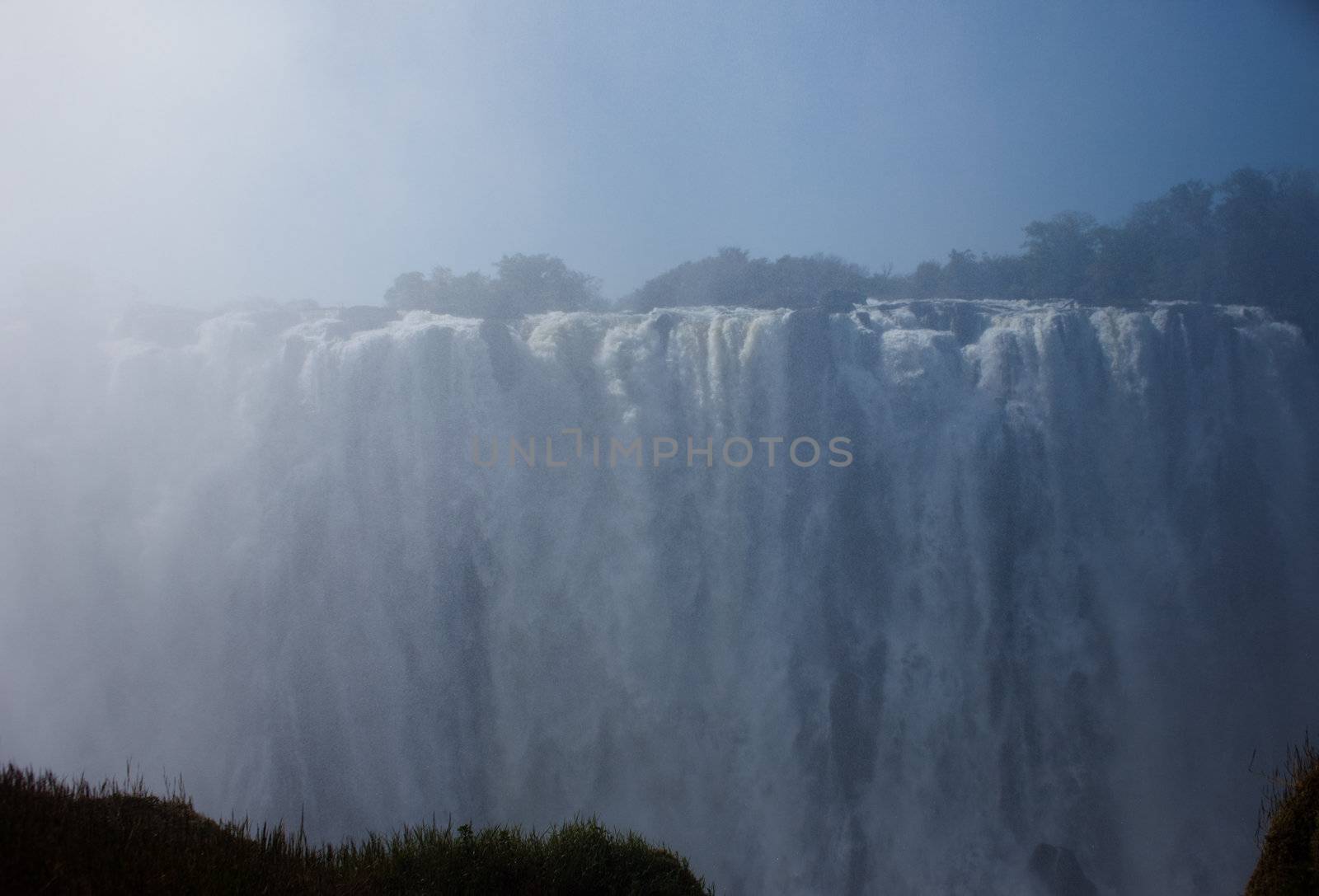 Zambezi River and Victoria Falls seen from Livingstone, Zambia