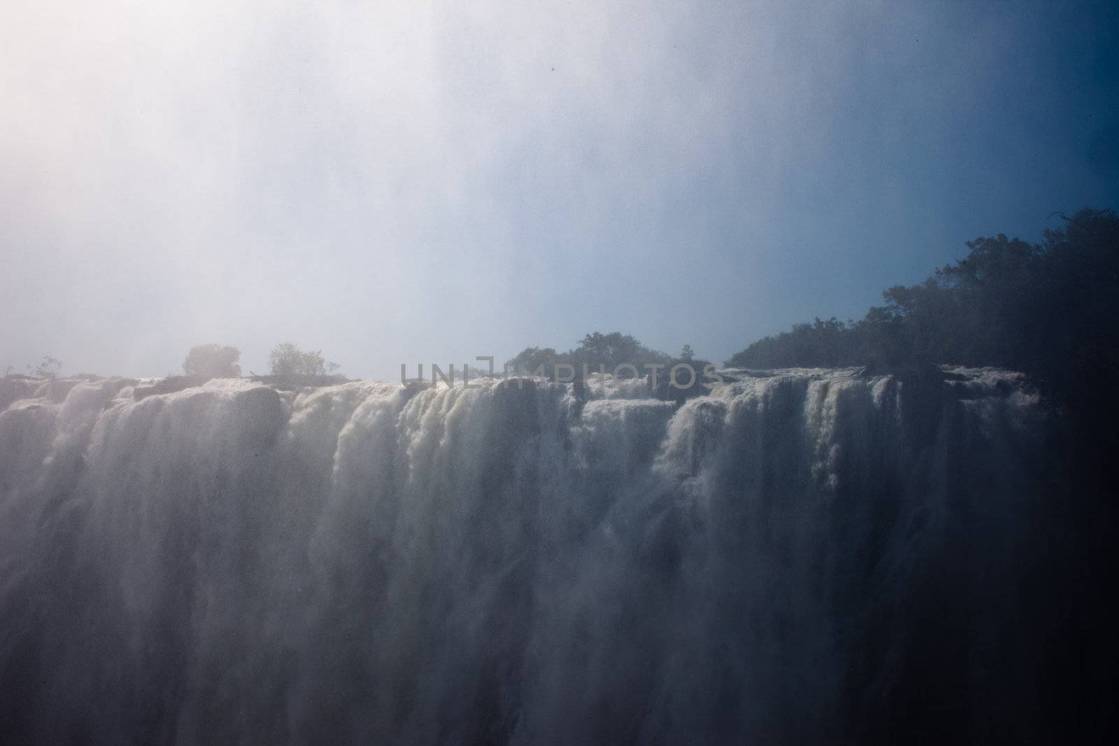 Zambezi River and Victoria Falls seen from Livingstone, Zambia