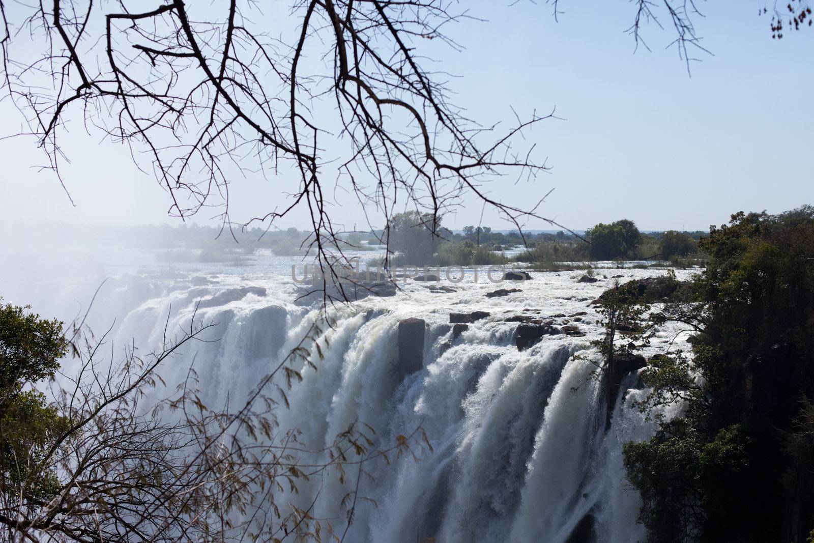 Zambezi River and Victoria Falls seen from Livingstone, Zambia