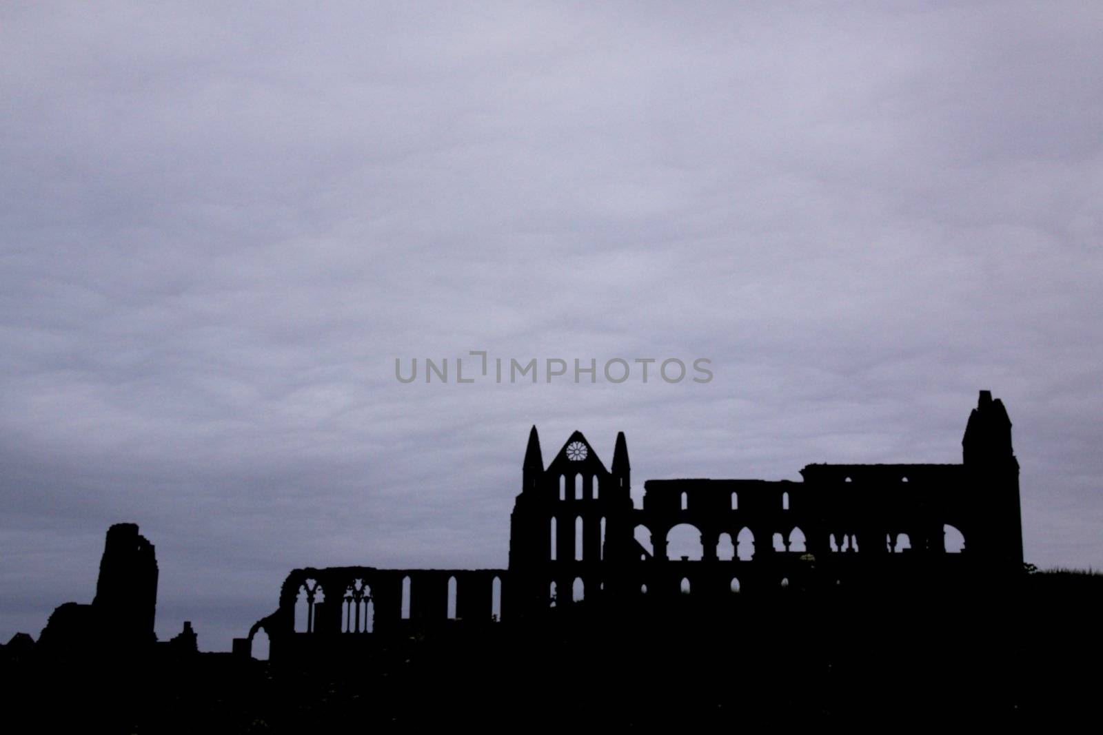 Silhouette of Whitby Abbey by Harvepino