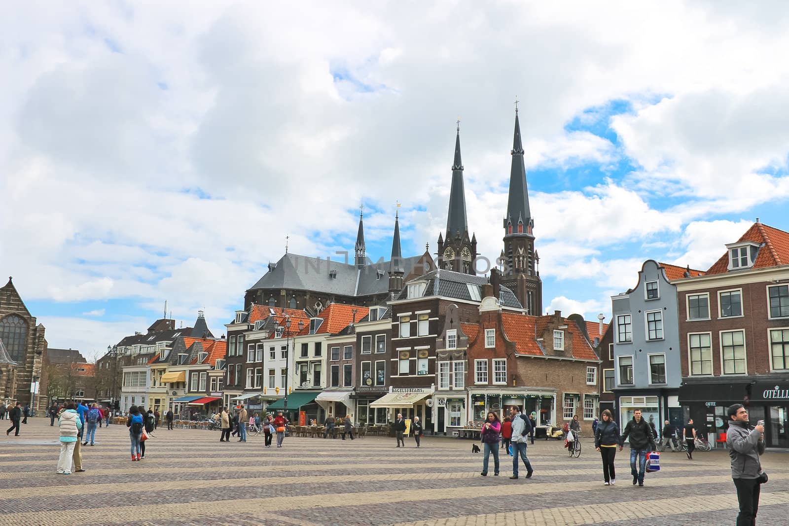 The central square in old  Delft. Netherlands