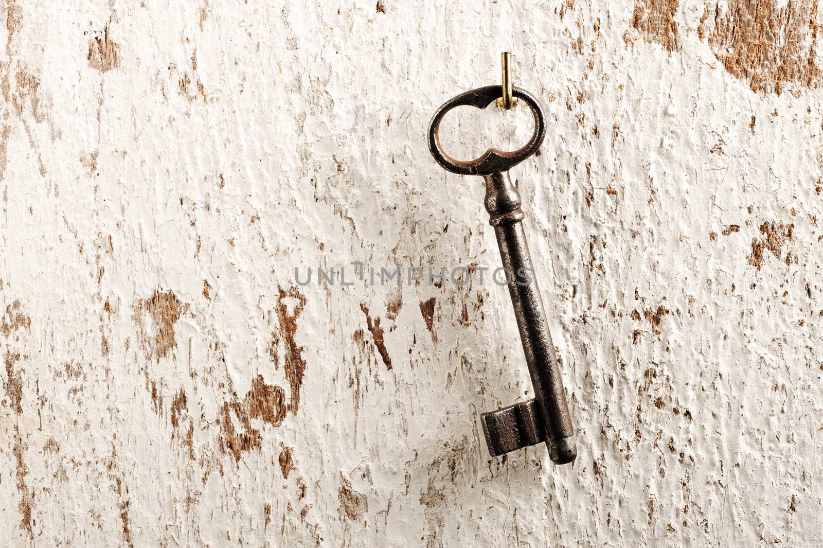 old key, wall background