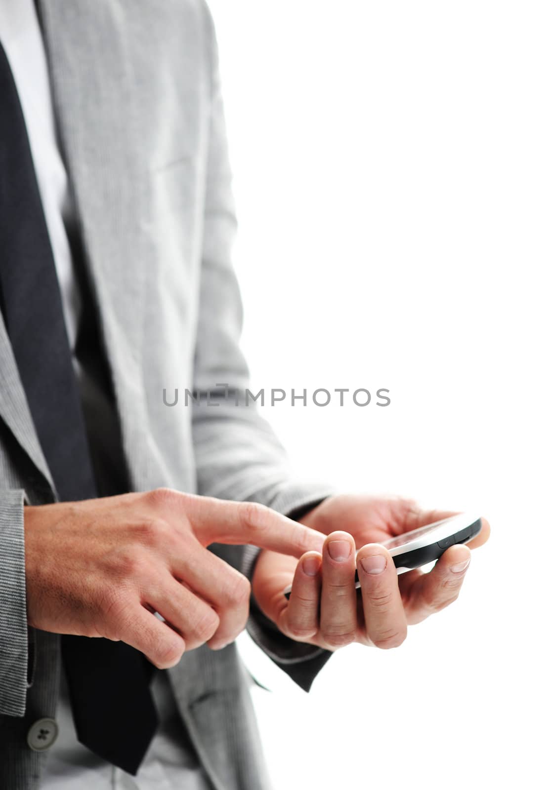 businesman with a smart phone, Closeup of hands by stokkete