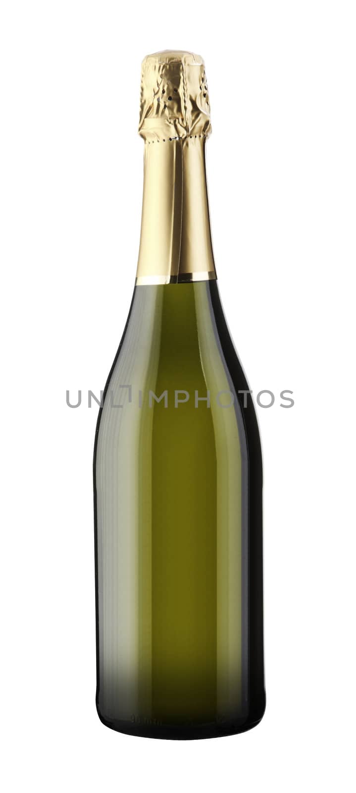 A bottle of champagne , isolated on white with clipping path.