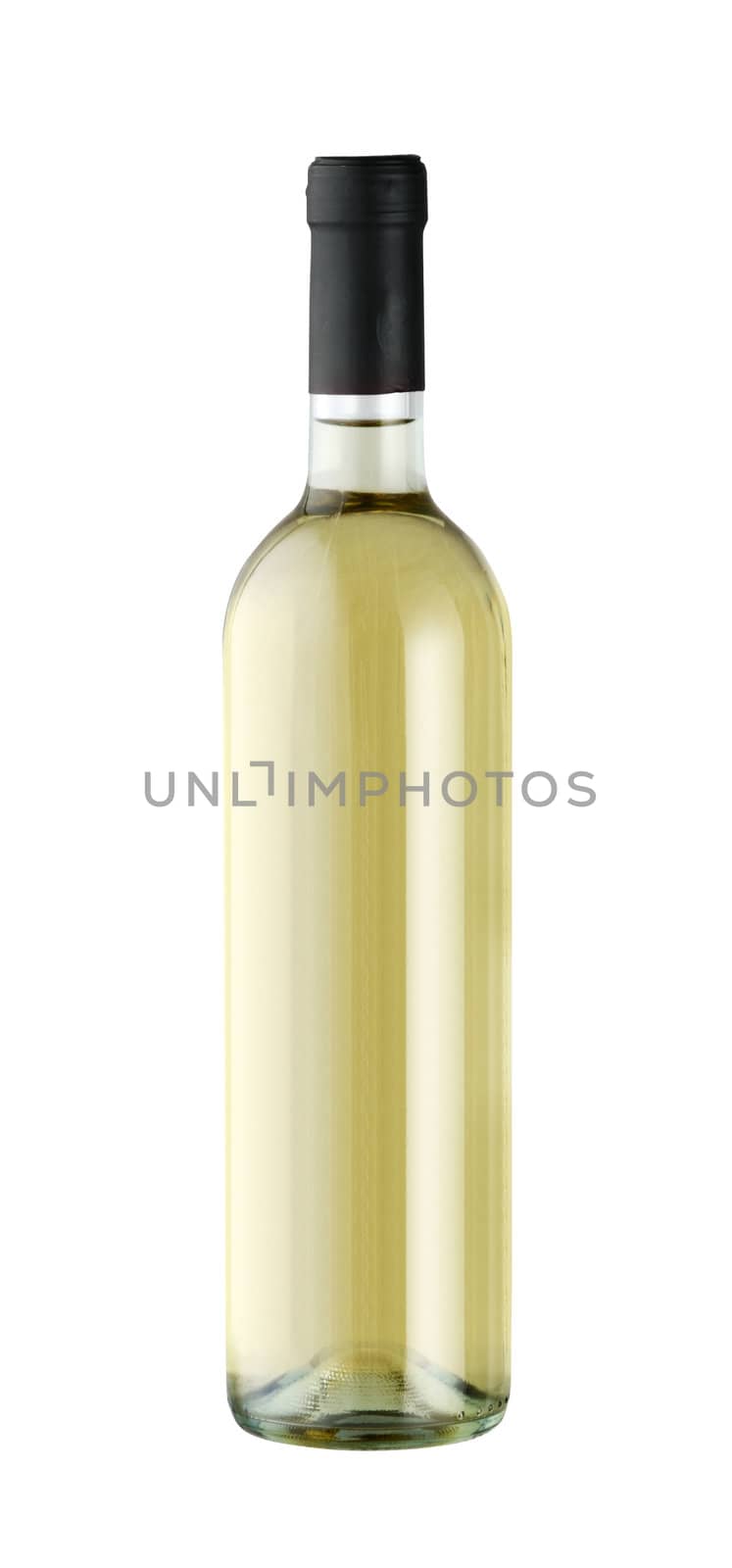 A bottle of white wine , isolated on white with clipping path.