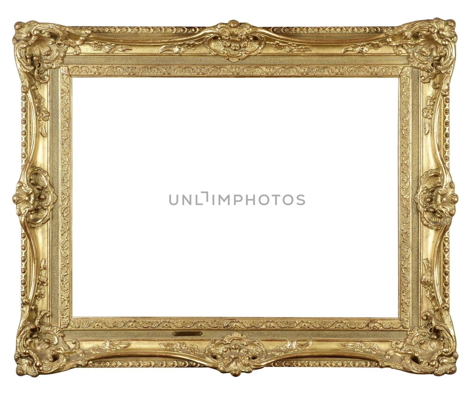 Old antique gold frame on white
