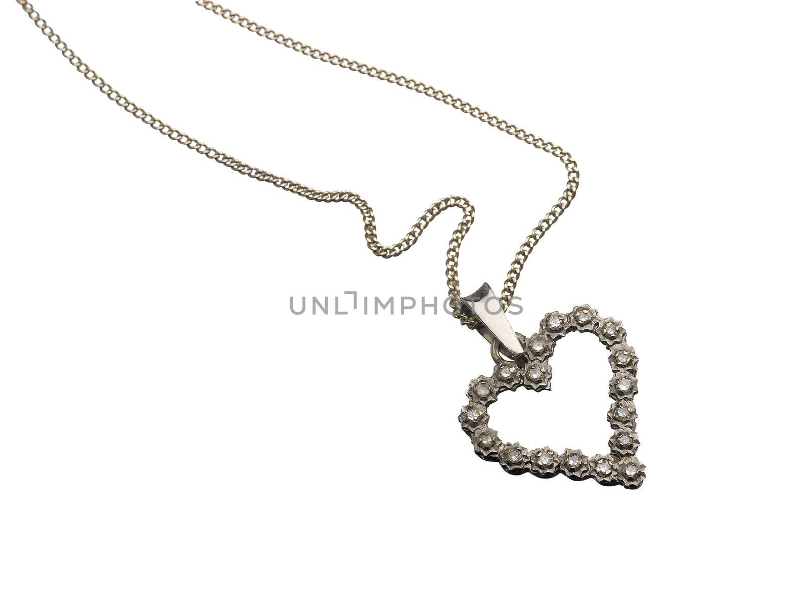 old heart pendant of silver, diamond  by pbombaert