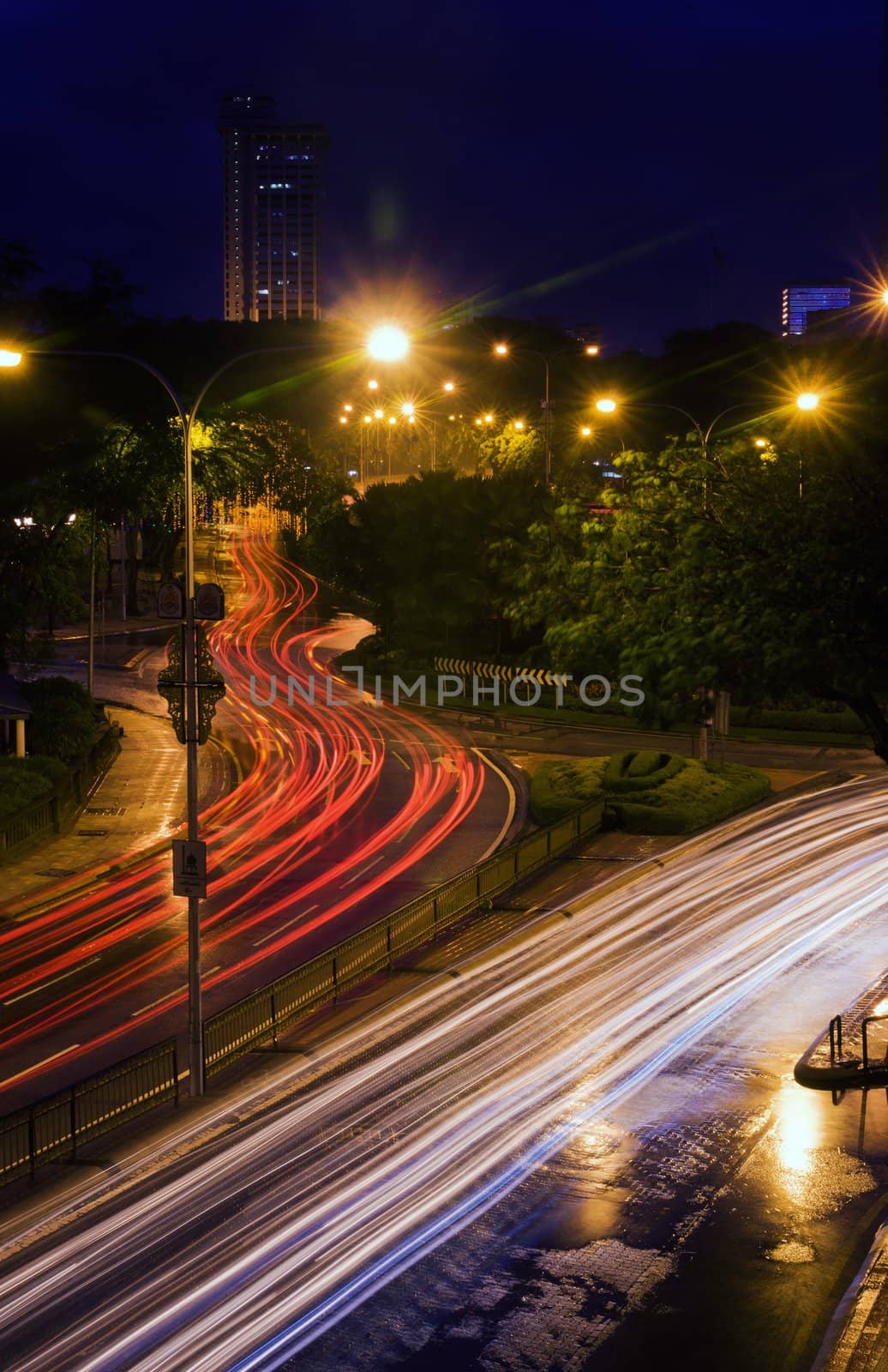streaking car lights at night in malaysia