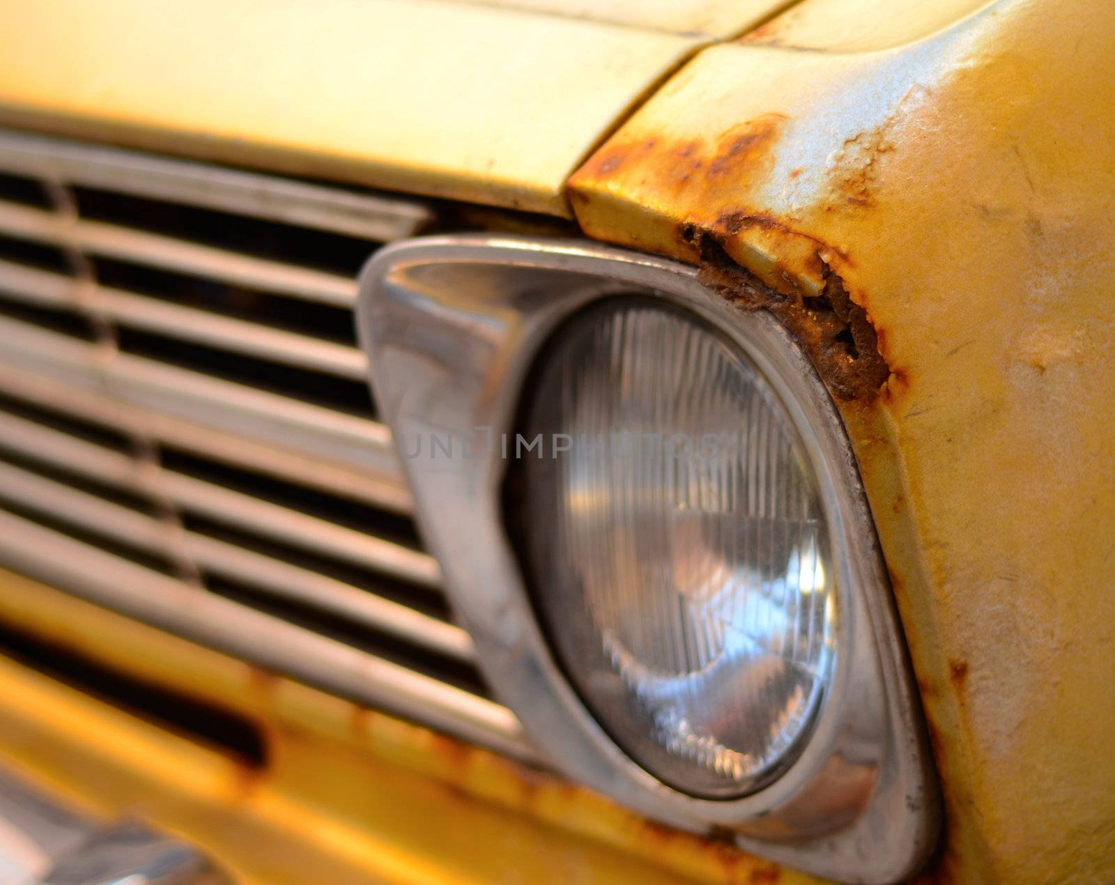 A Detail Of Grungy Rusty 1970s Car