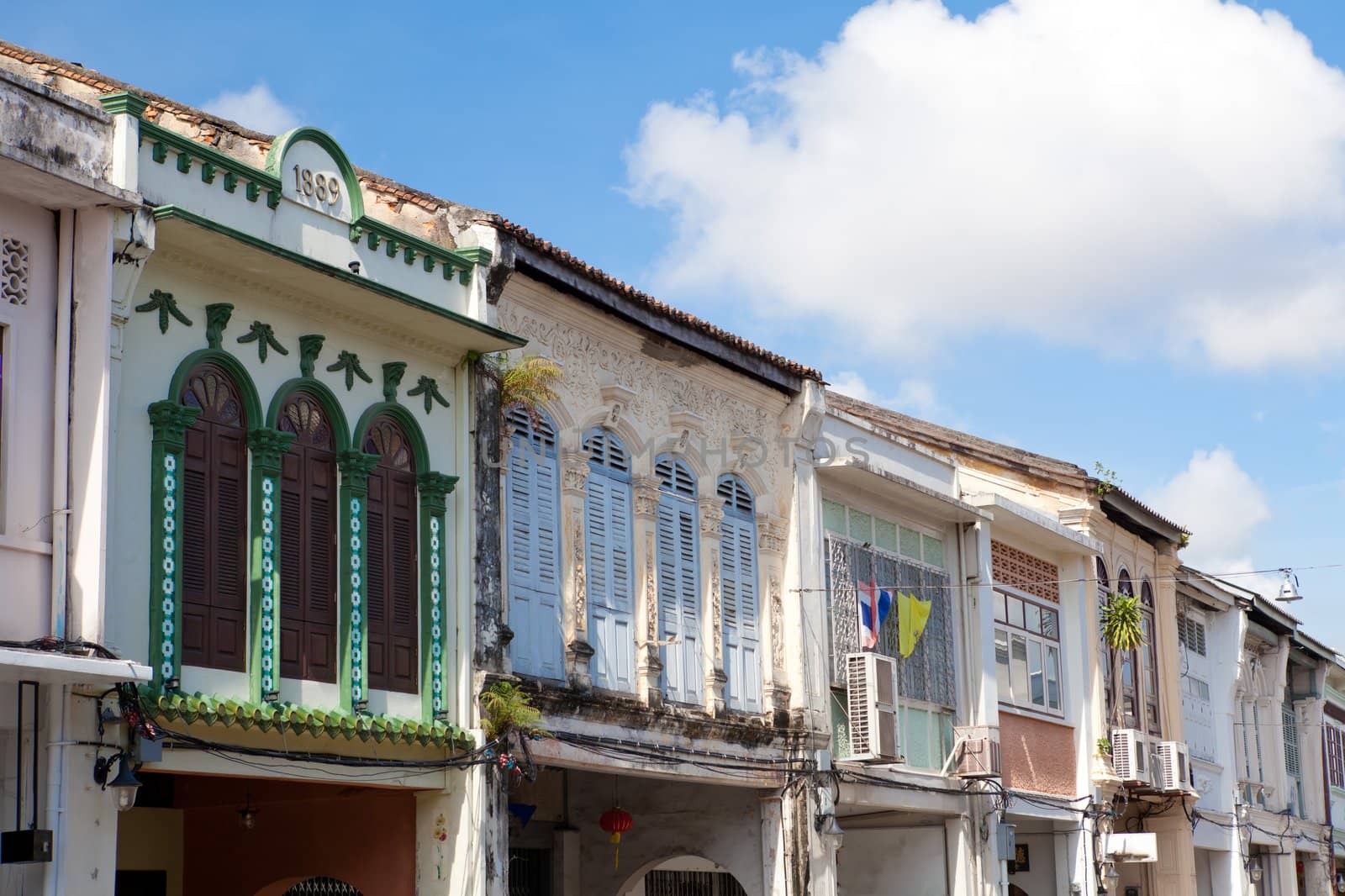 Nice houses in the old town of Thailand