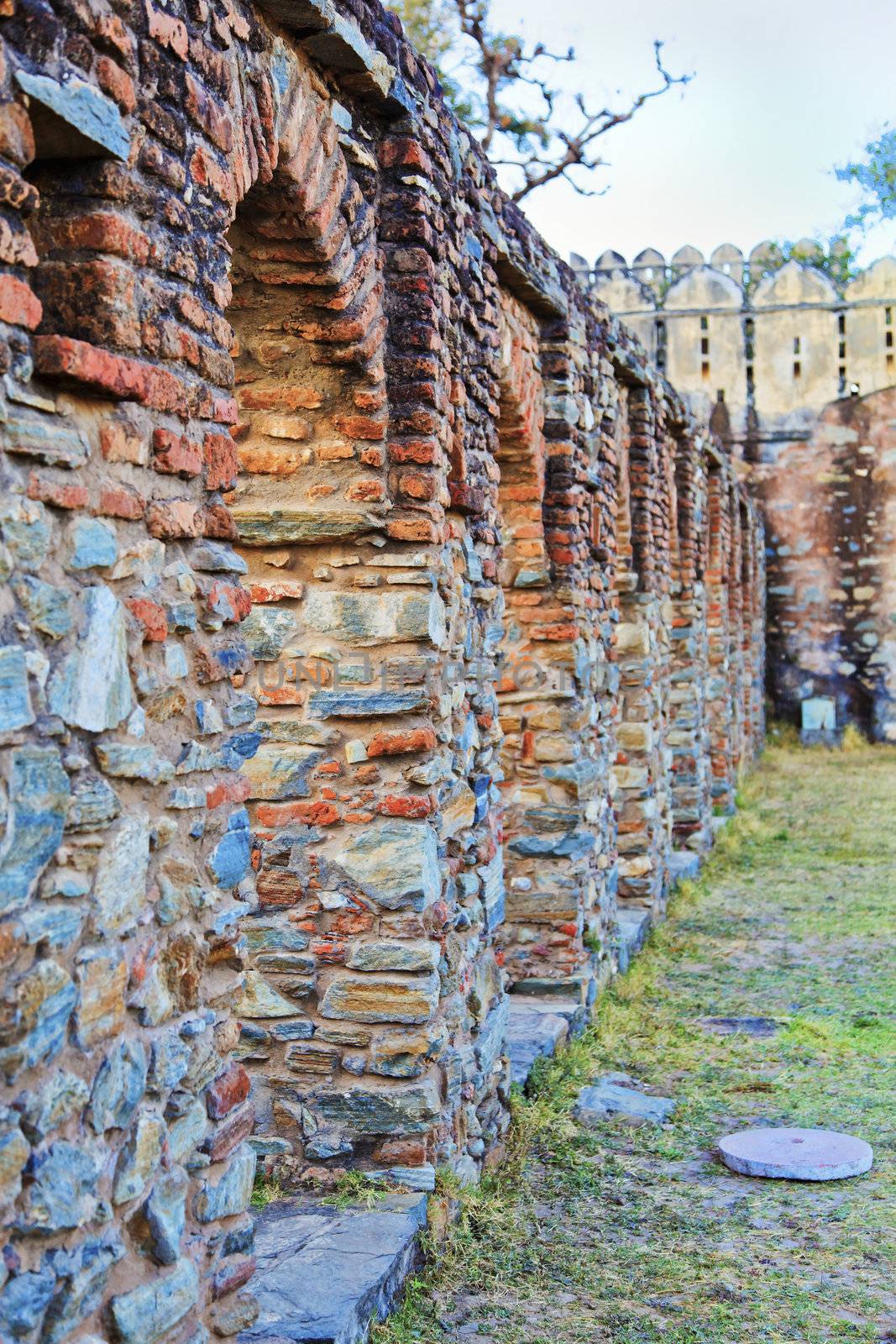 Random stone arches a feature that seems of little significance in the royal gardens at Kumbhalghar Fort, Photograph rendition