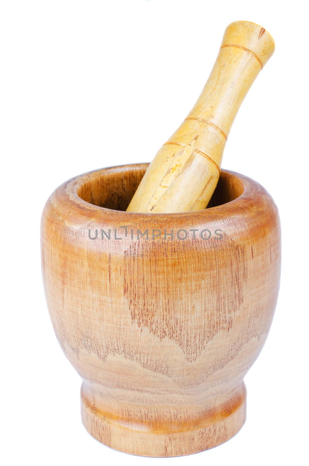 Wooden mortar and pestle by Nanisimova