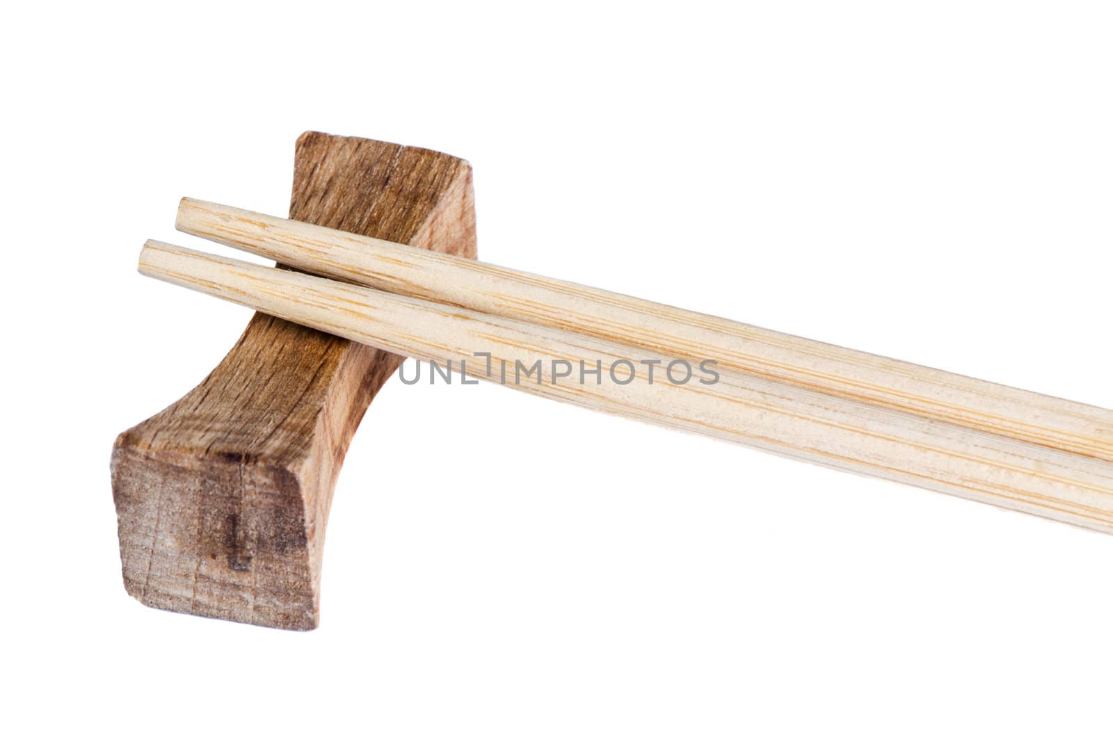 Wooden chopsticks isolated on white background