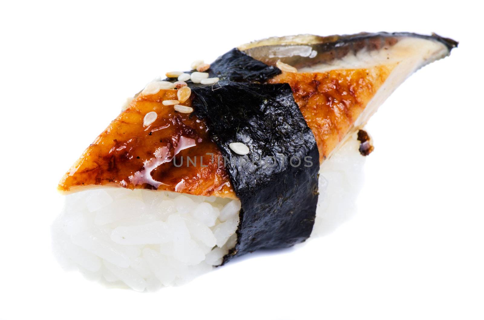 Sushi unagi isolated close up