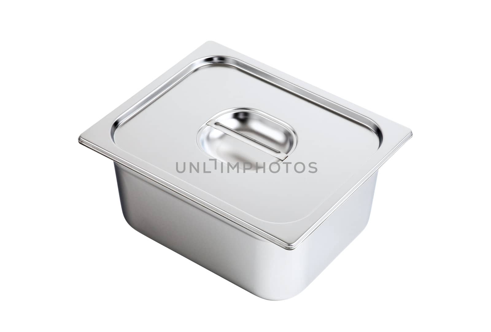 a bowl of steel with lid on white background