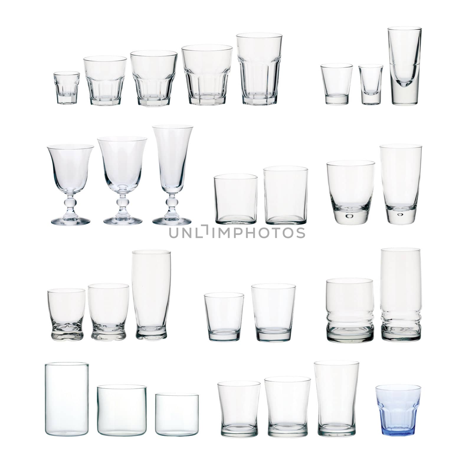 a set of glasses isolated on white background