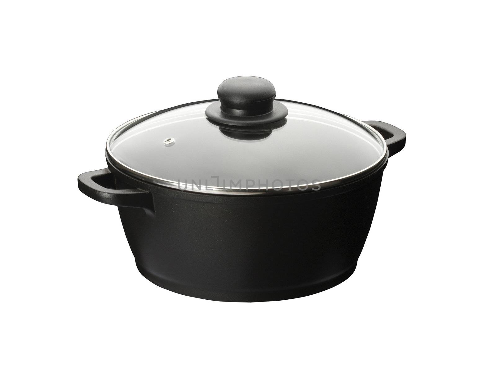 nonstick pan with lid, isolated on white background 