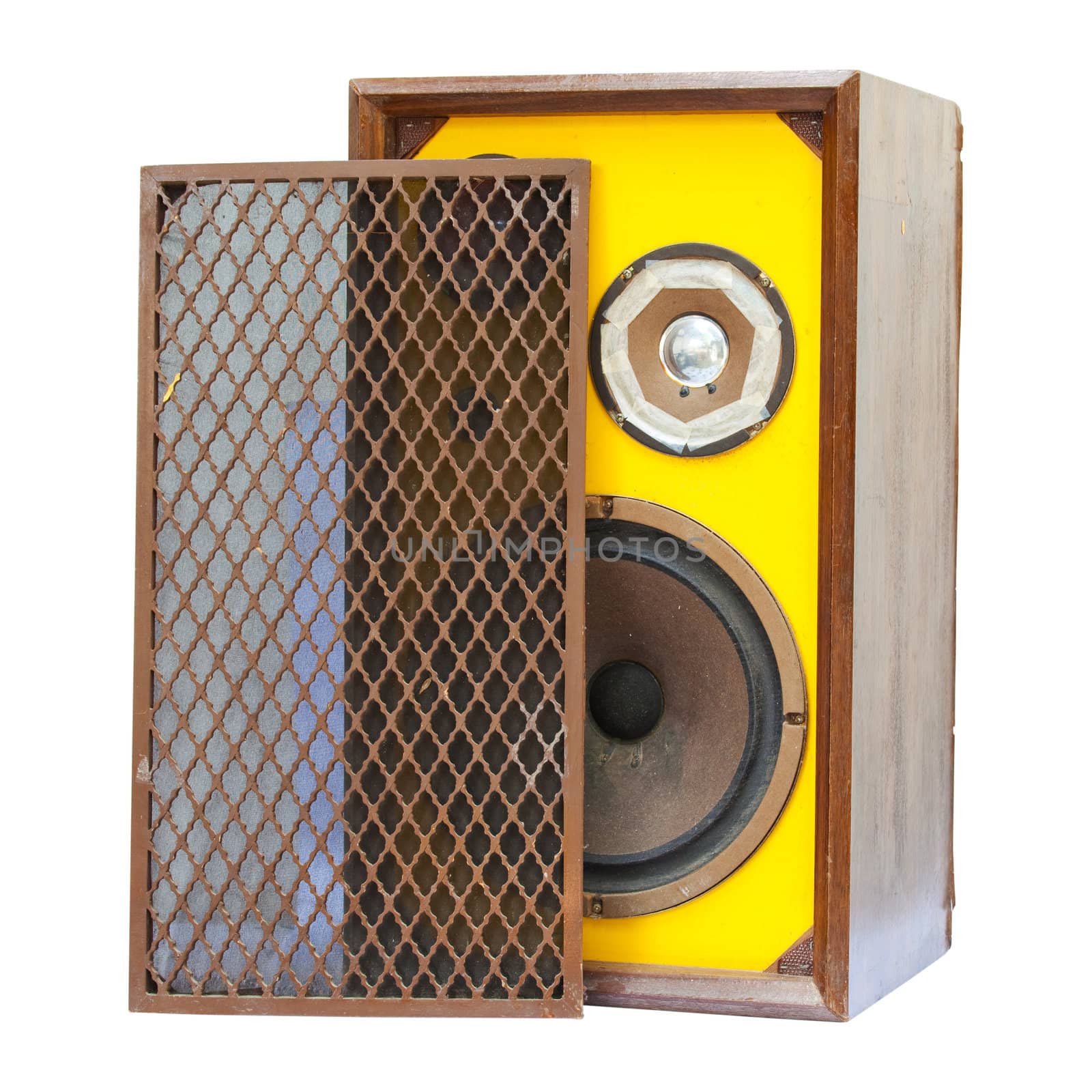 old speaker isolated on white background