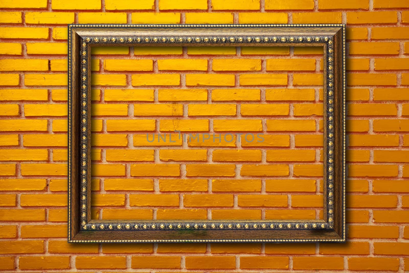 wood frame on brickwall