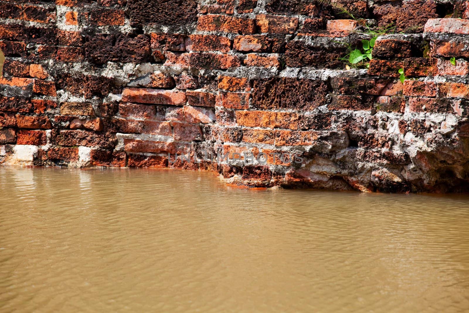 old brick wall flood