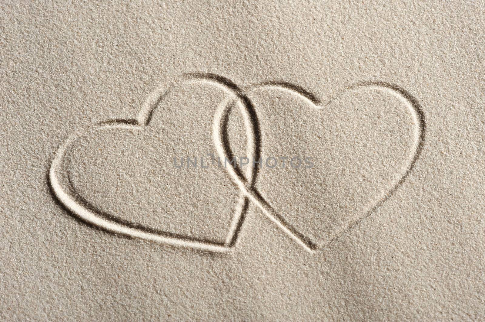 Beach background with hearts drawing by stokkete