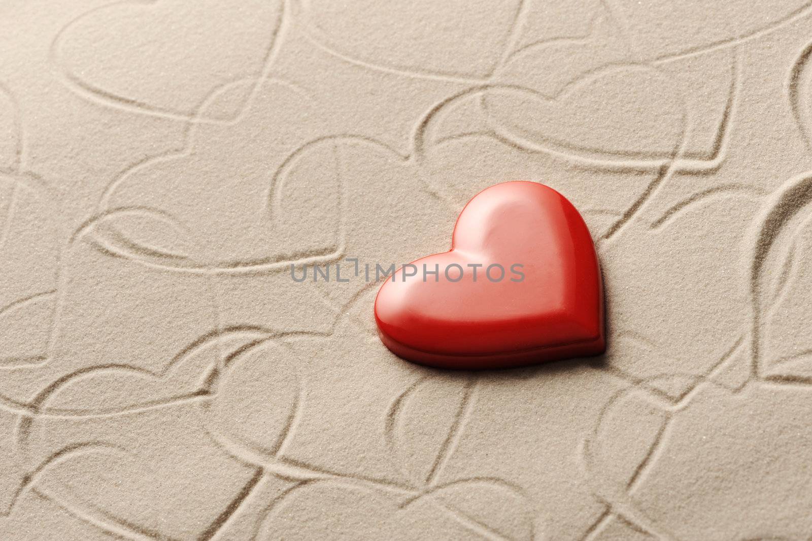 Beach background with hearts drawing by stokkete