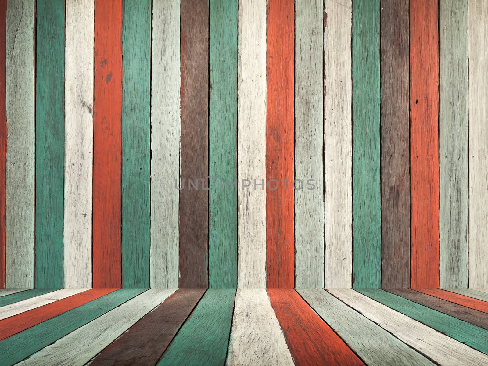 Old color paint wood wall and floor by nuttakit