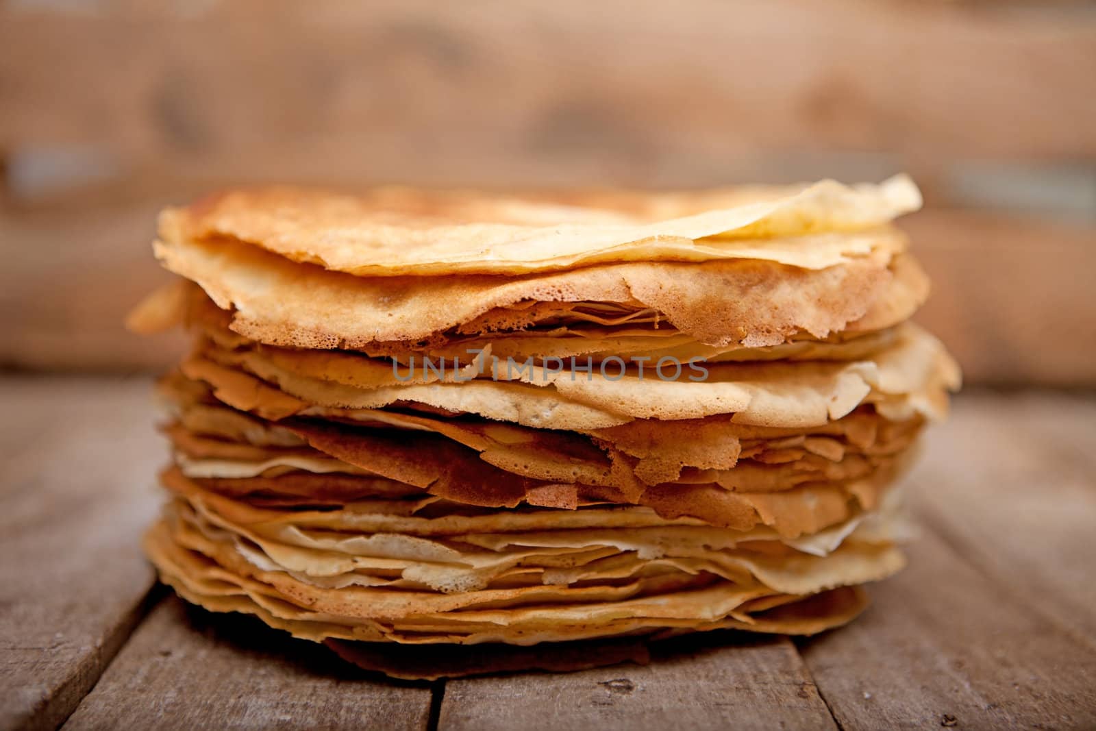 Crepes on the wooden table