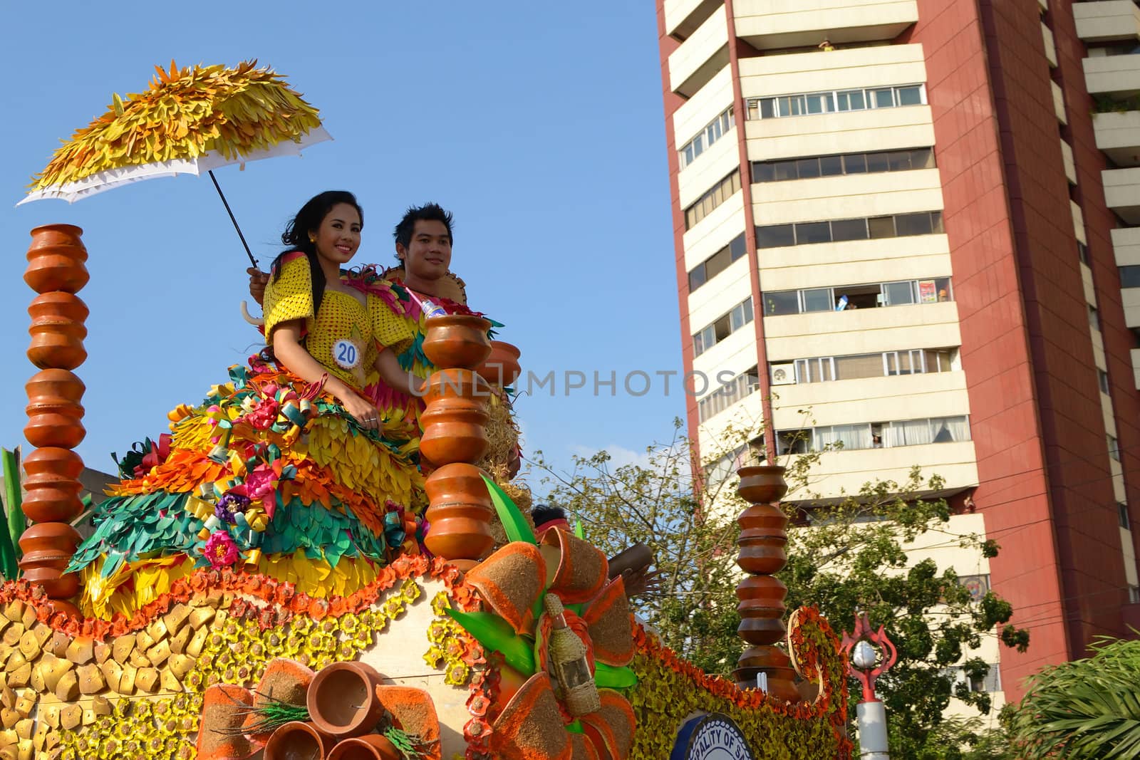 MANILA, PHILIPPINES - APR. 14: pageant contestants in their cultural dress pauses during Aliwan Fiesta, which is the biggest annual national festival competition on April 14, 2012 in Manila Philippines.
