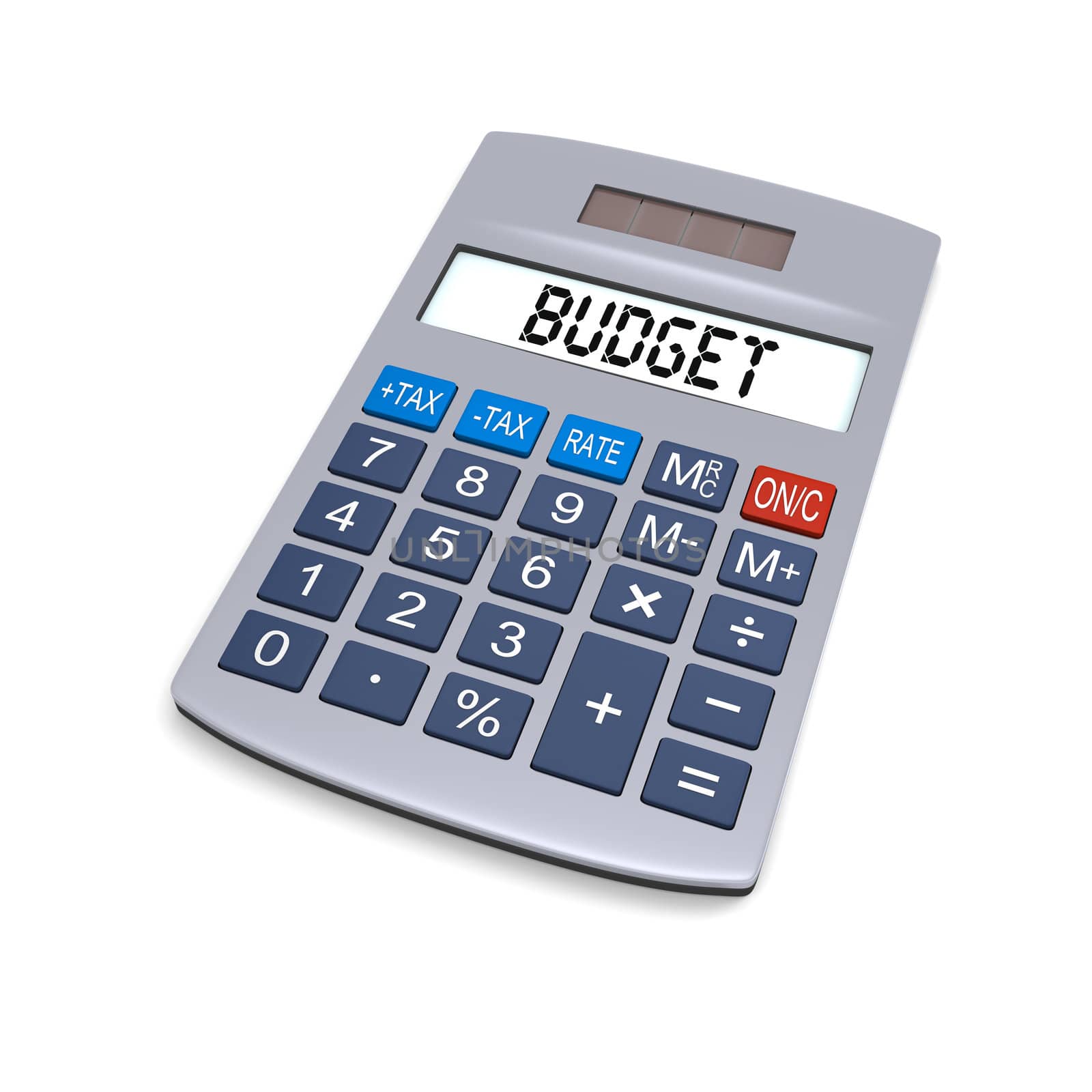 Calculator with word "budget" on display