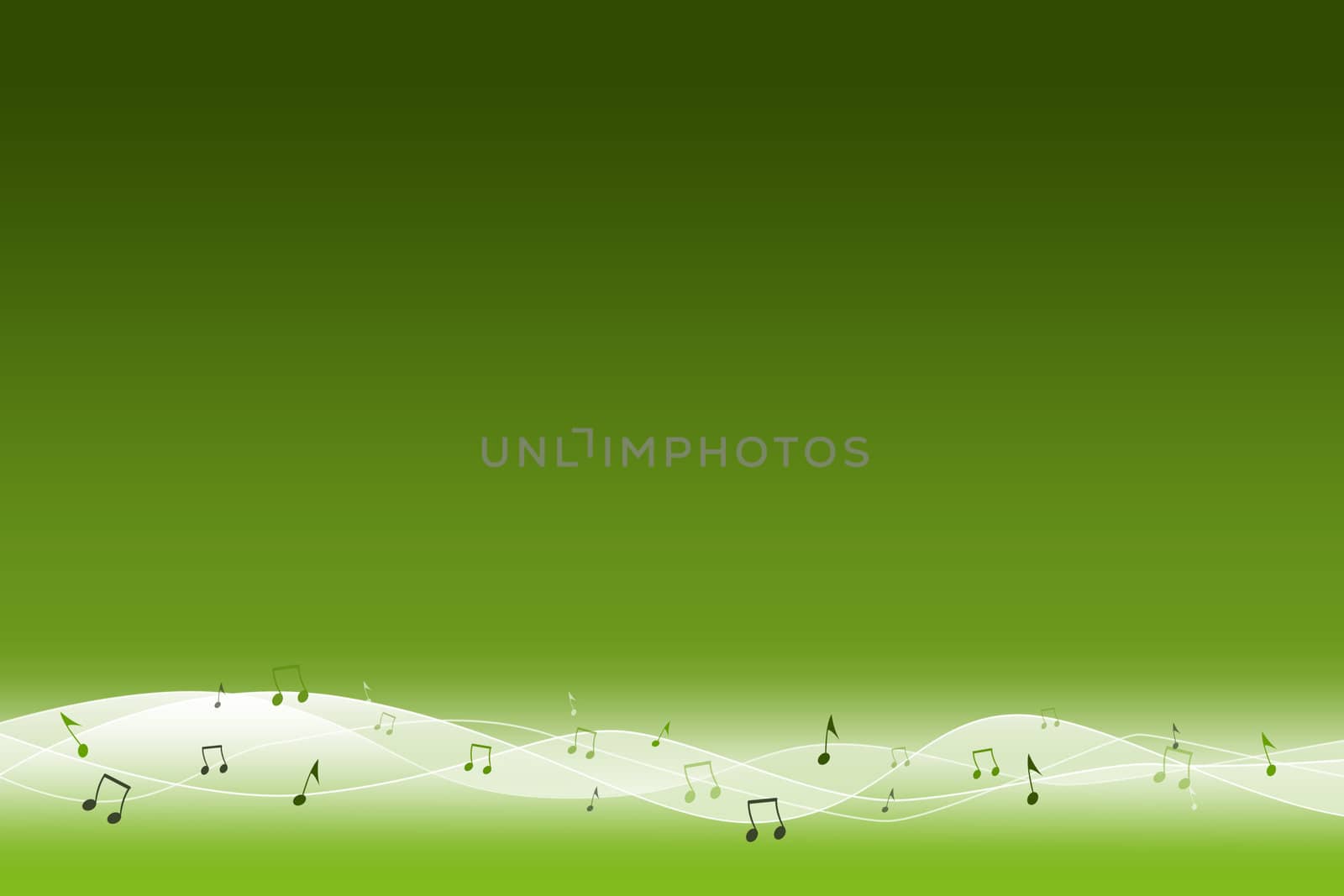 Abstract green background with tunes and waves