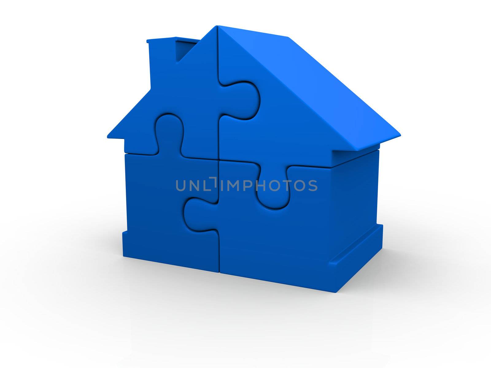 Blue puzzle house by Harvepino