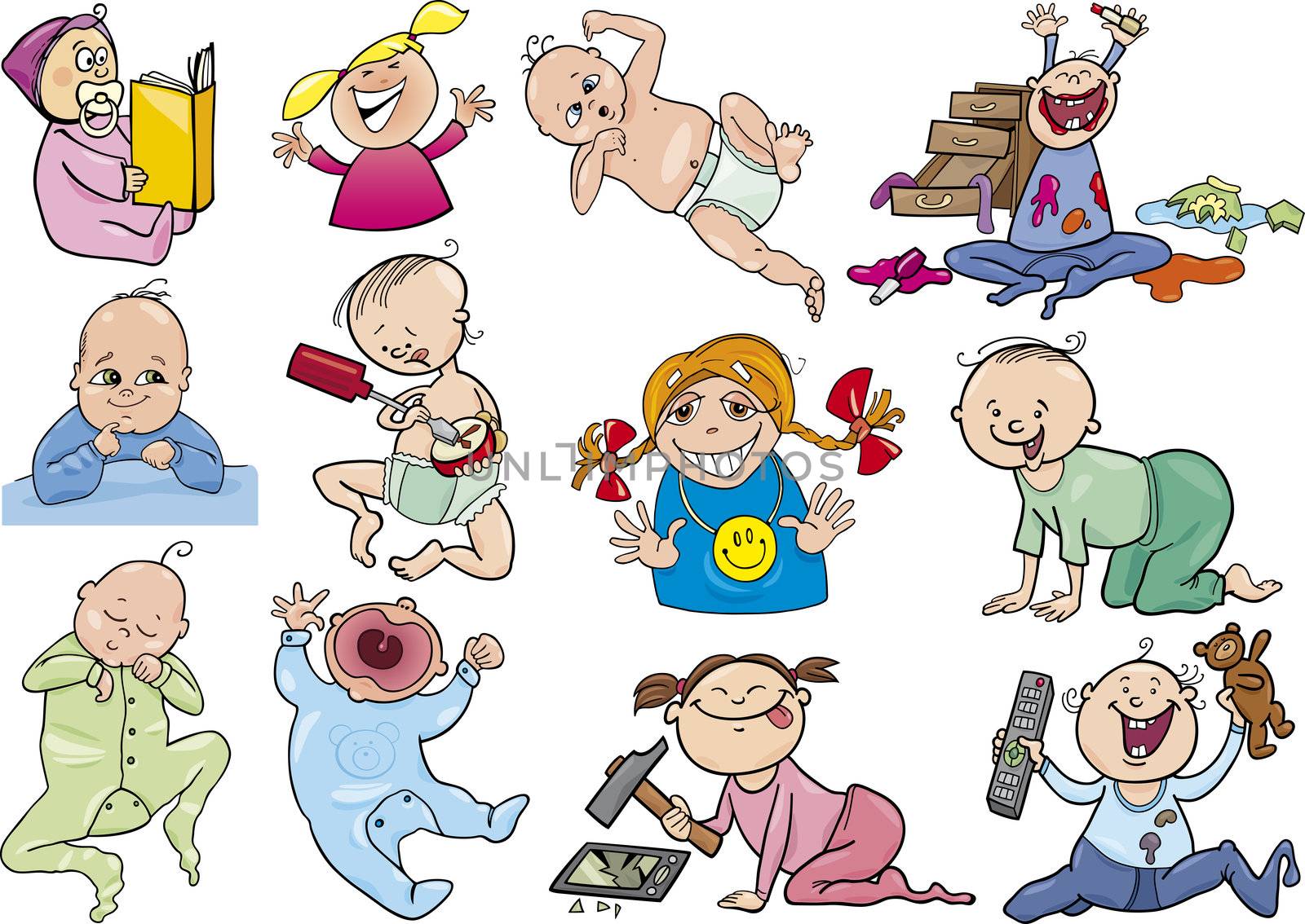 cartoon babies and children set by izakowski