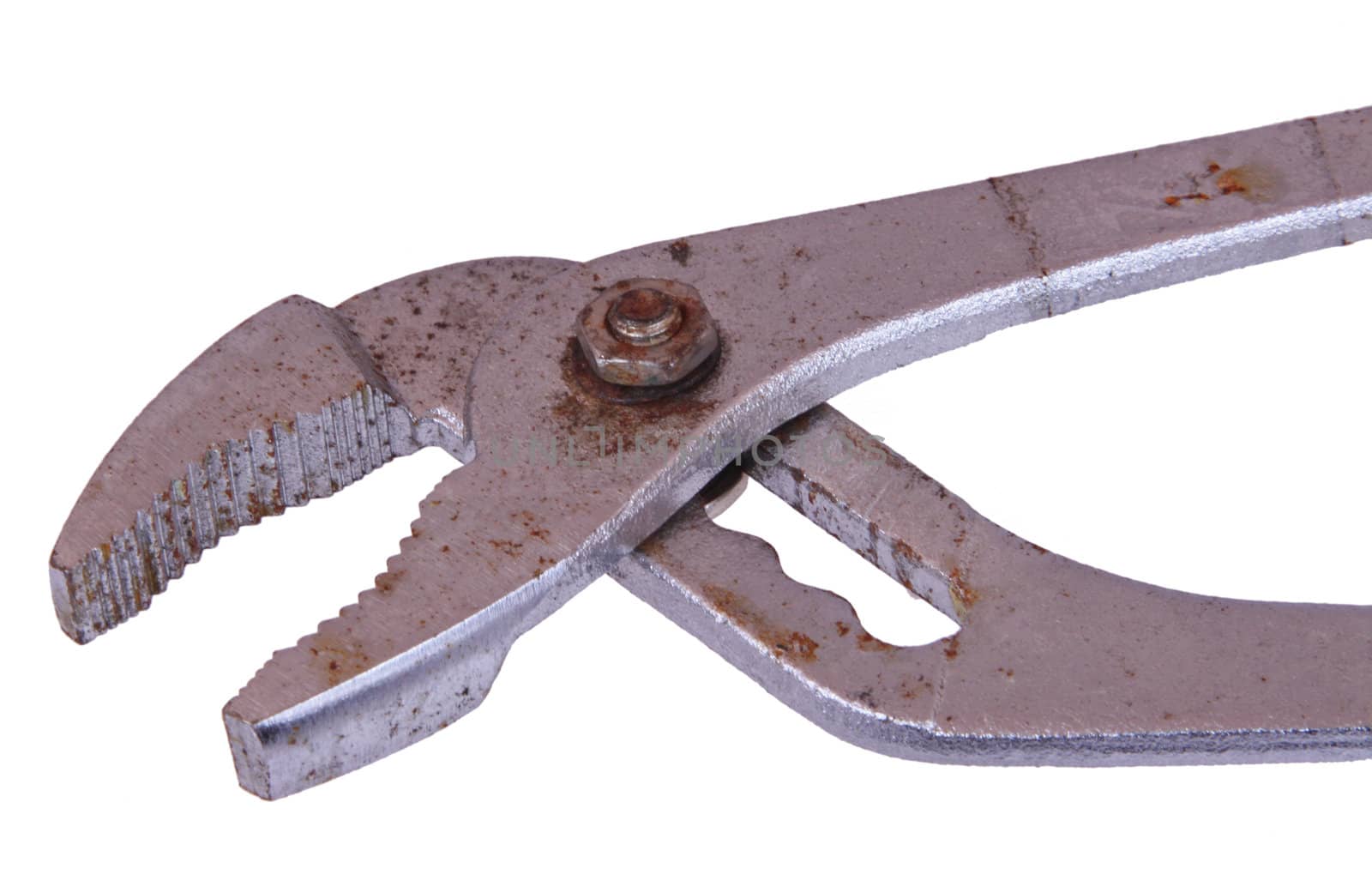 Adjustable wrench on a white background.