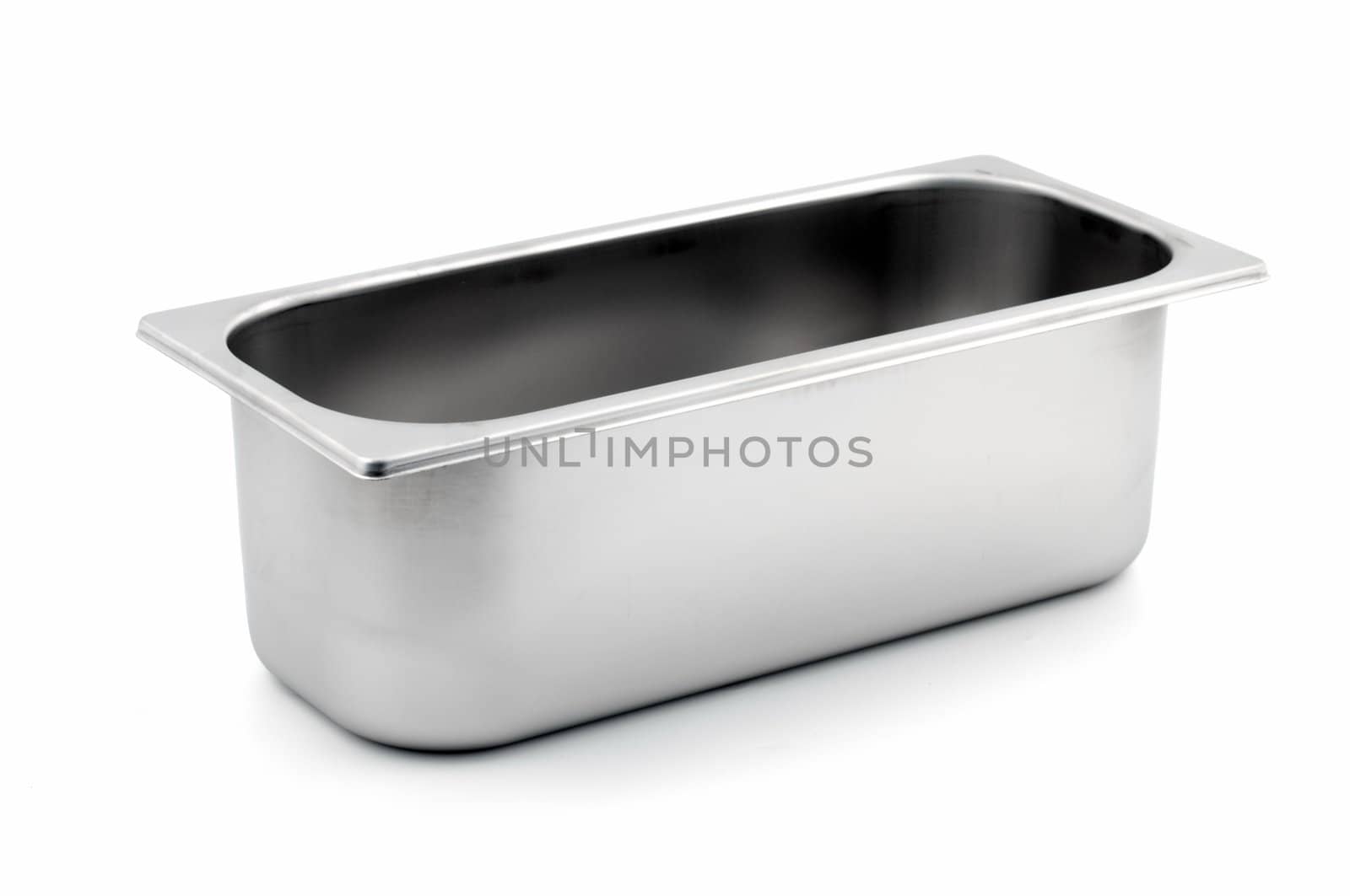 Rectangular Ice-cream shop metal container kitchenware isolated on white background