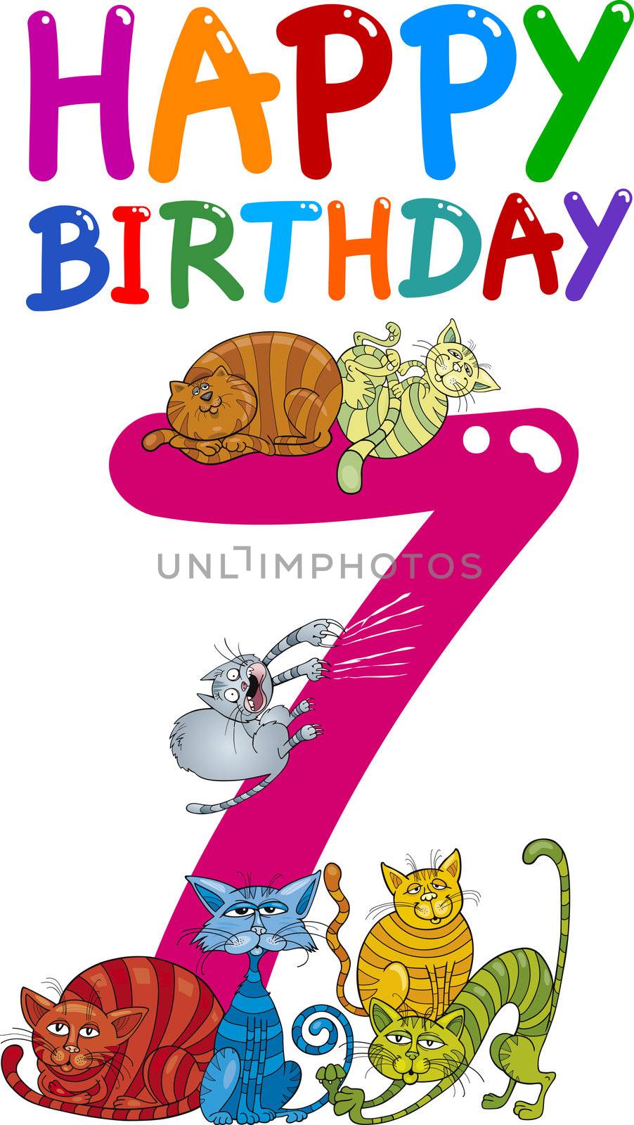 cartoon illustration design for seventh birthday anniversary