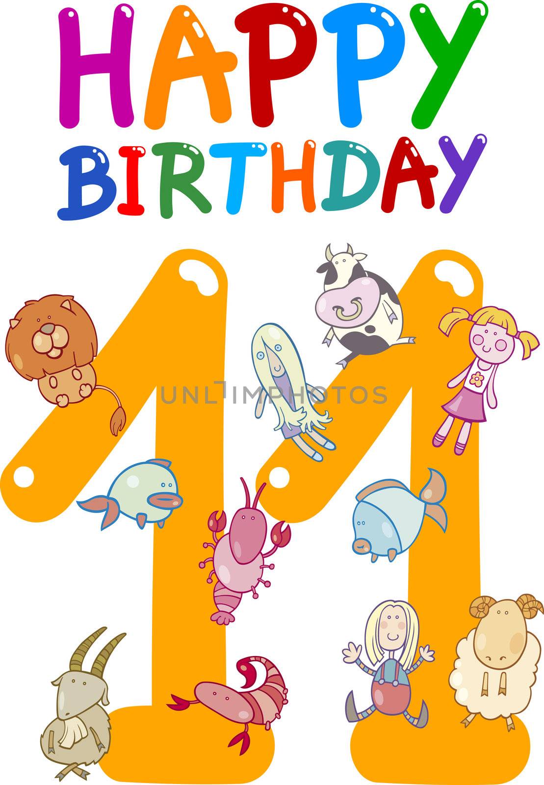 cartoon illustration design for eleventh birthday anniversary