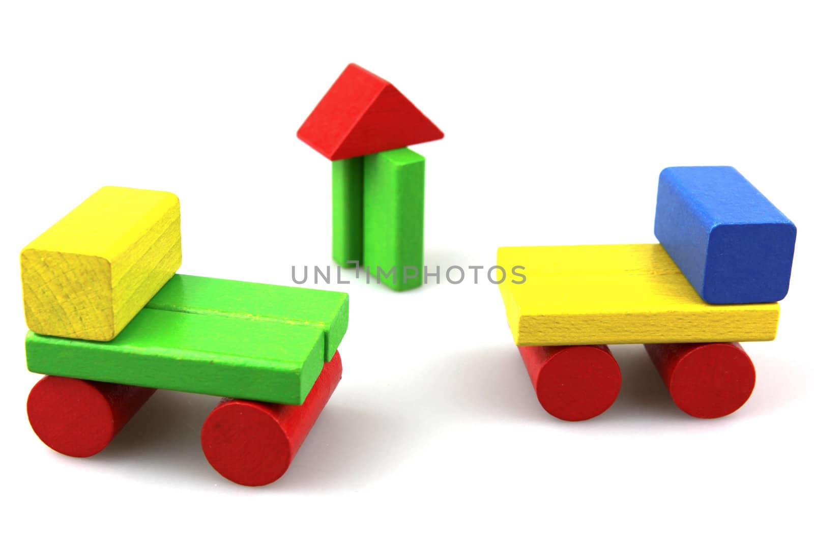 Wooden building blocks.