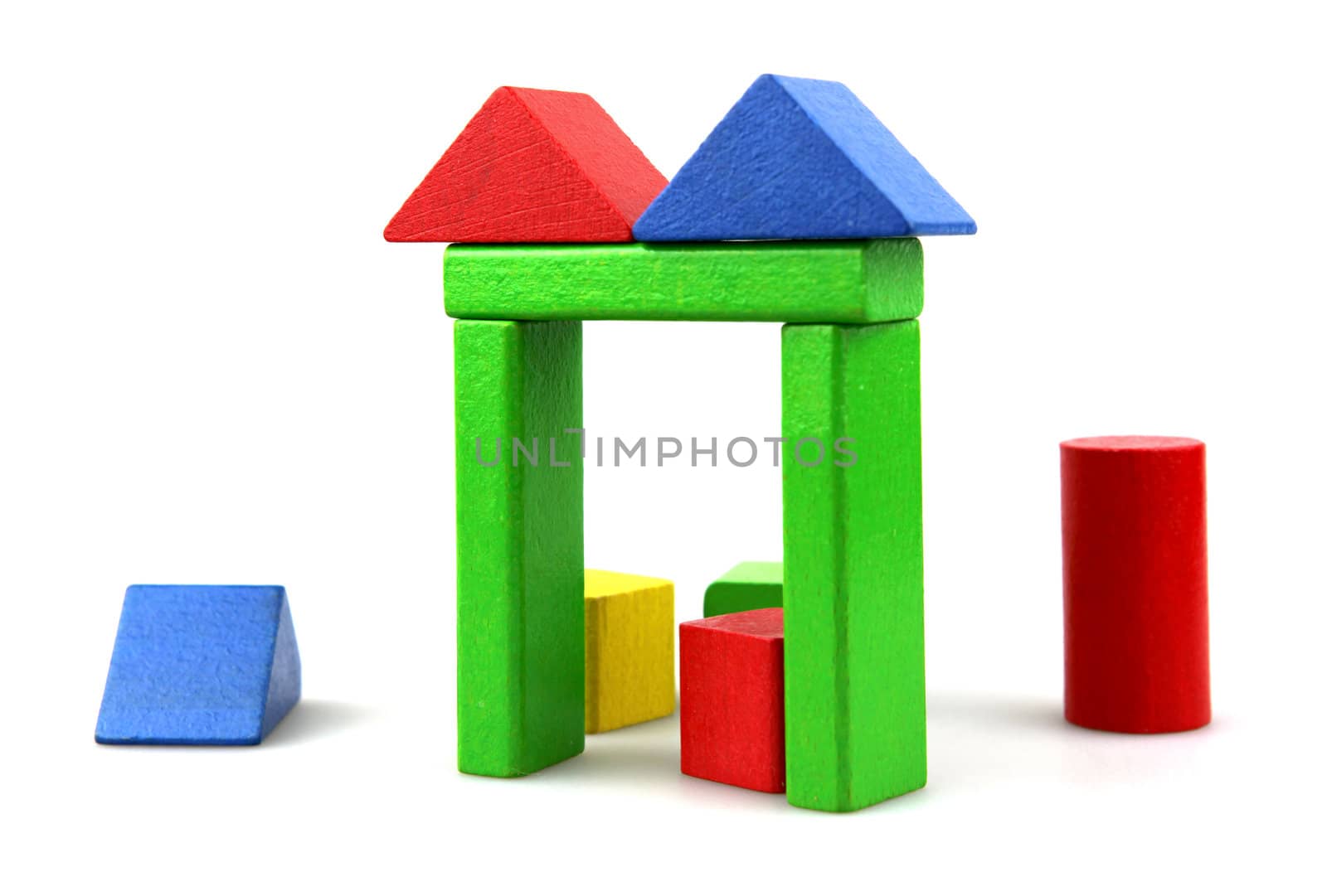 Wooden building blocks.