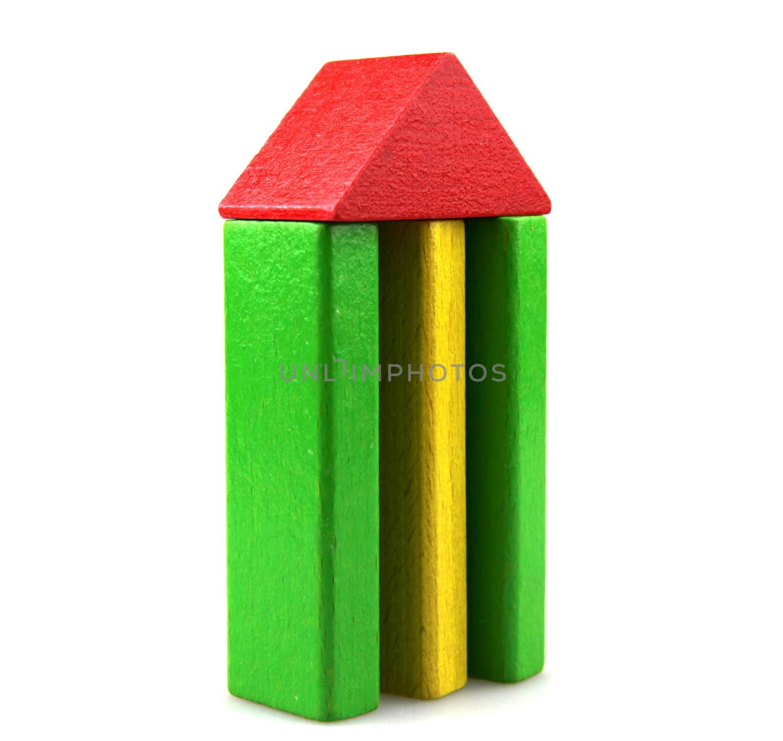 Wooden building blocks.