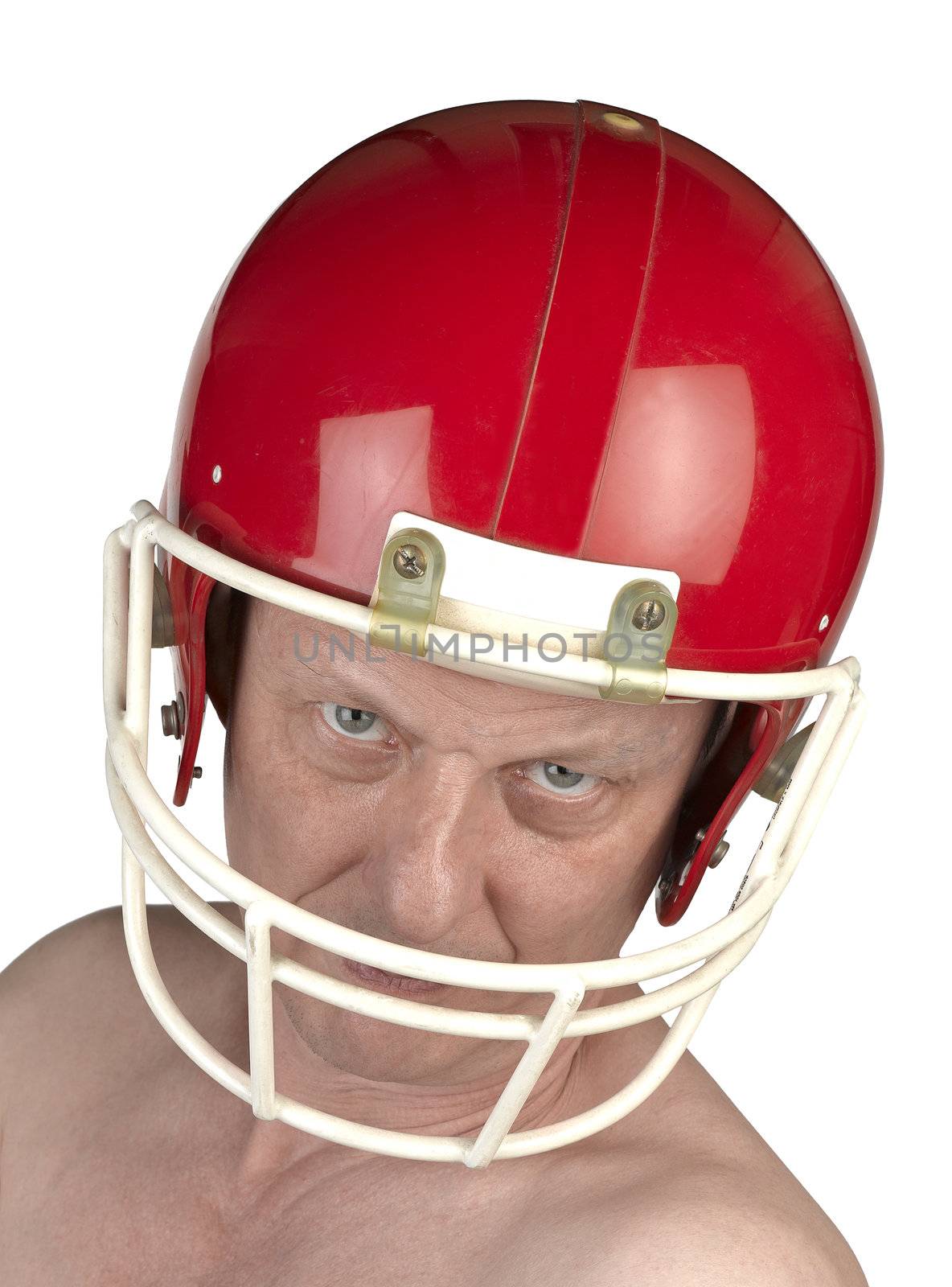 American football player, cut out on a white background.