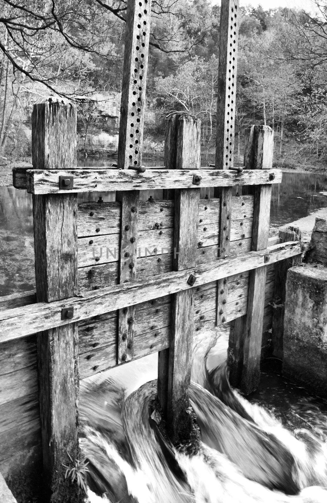 mill house gates at alley spring missouri in fall