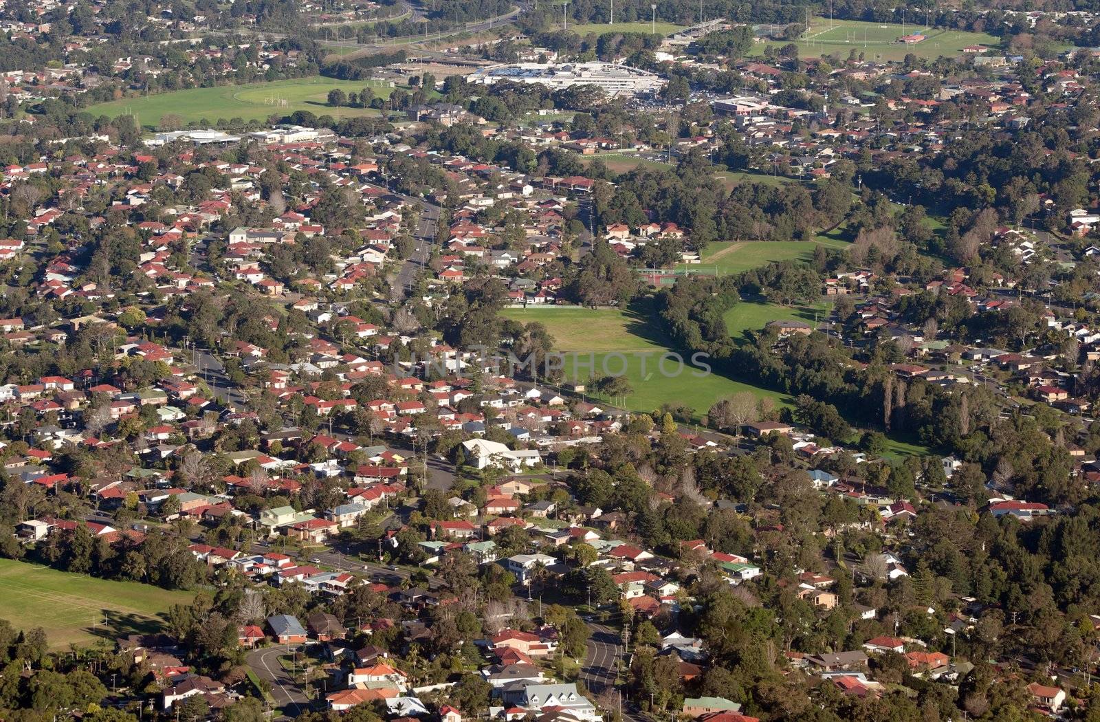 looking down onto wollongong city and suburbs