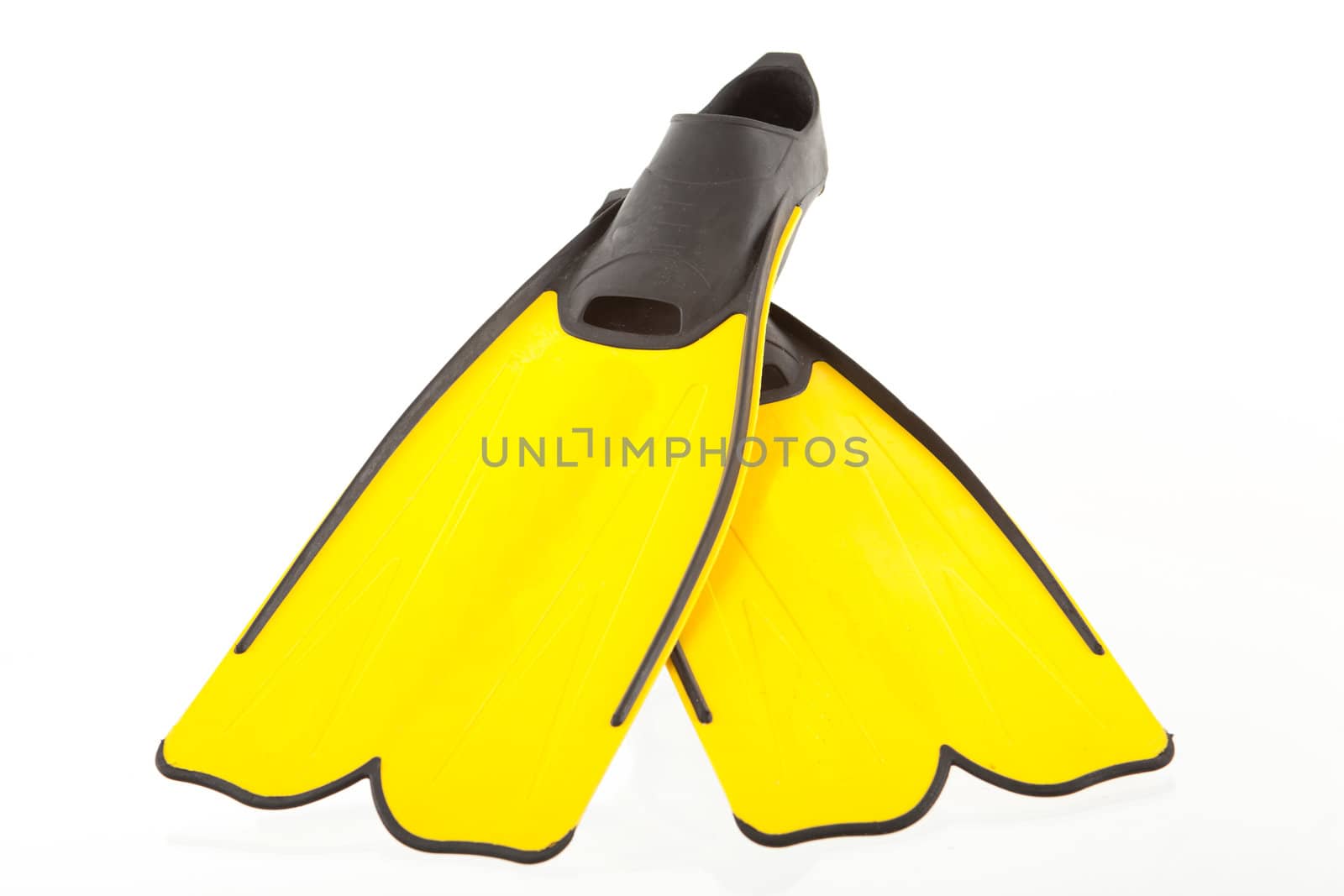 yellow snorkeling fins isolated  by juniart
